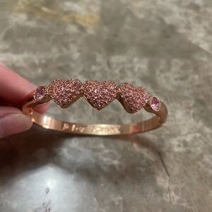Vintage Betsey Johnson hearts pink crystal Bangle bracelet